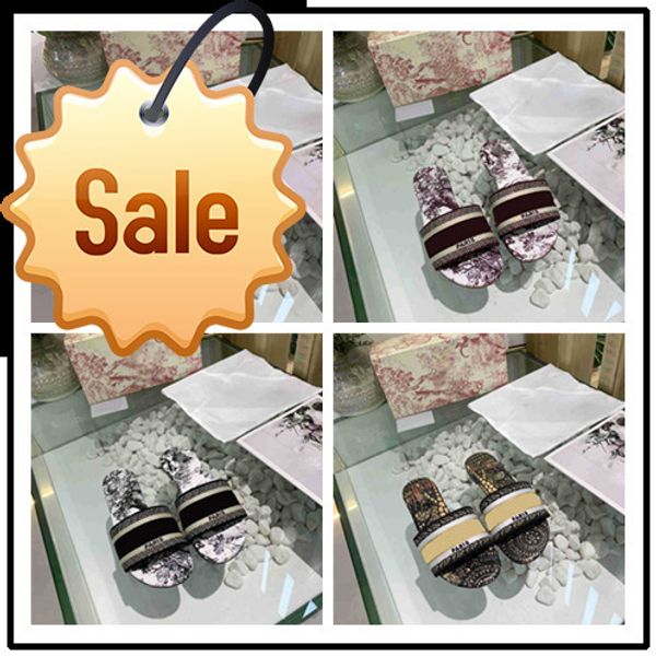 

new slippers summer luxury woman beach alphabet slippers designer sandals knitted cloth embroidery woman shoes, Black