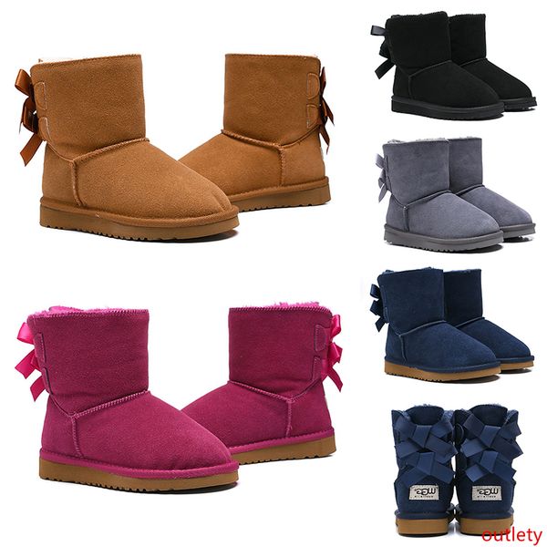 

fashion australian wgg classic kids boots designer snow boots for children girl boy ankle bailey bowknot winter booties fur boot 26-35