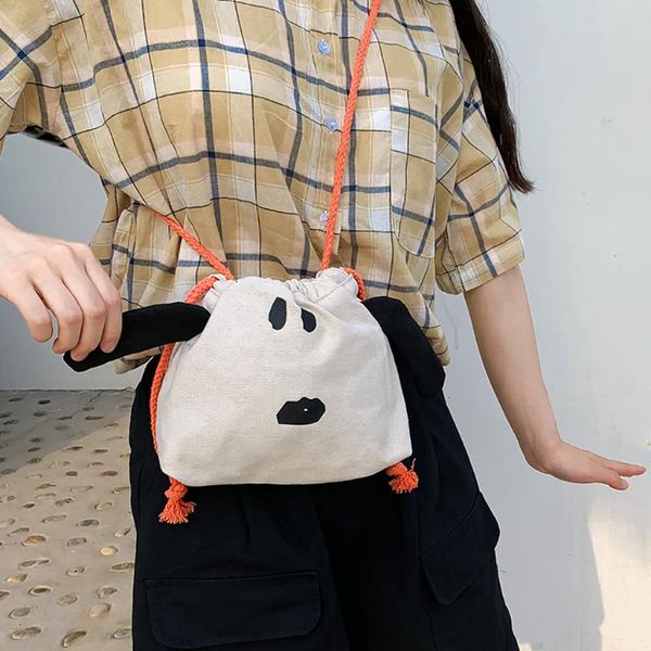 

shoulder bag women canvas solid causal messenger bag drawstring personality wild clutch bags torebka damska dropshipping yjj2 j#