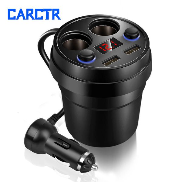 

new cars charger double usb cable multi-function cigarette lighter car phone charger power adapter car cup holder adapter 056
