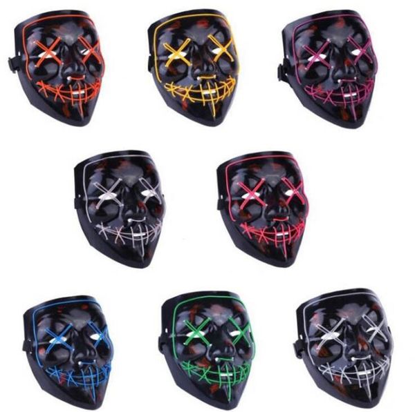 

halloween mask led mask party masque masquerade masks neon light glow in the dark horror glowing masker purge dhl 669