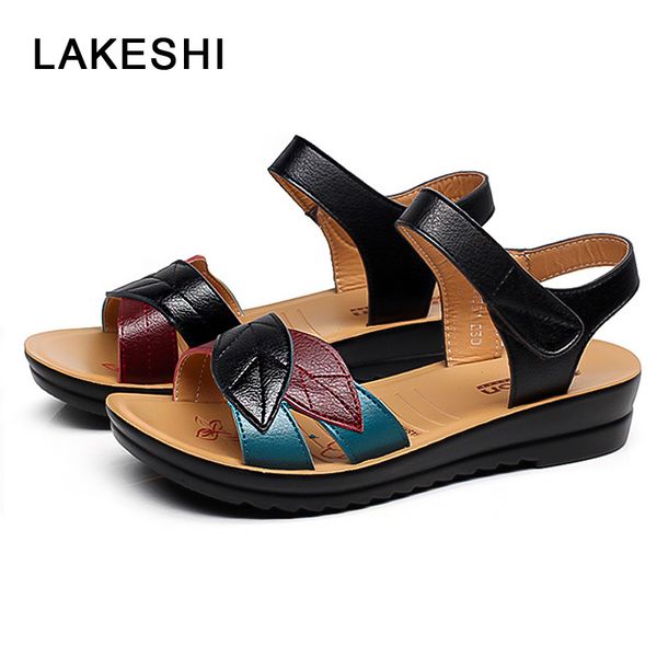 

women sandals fashion women shoes mother flat sandals shoes mixed colors comfort female sandalias slip-on footwear, Black