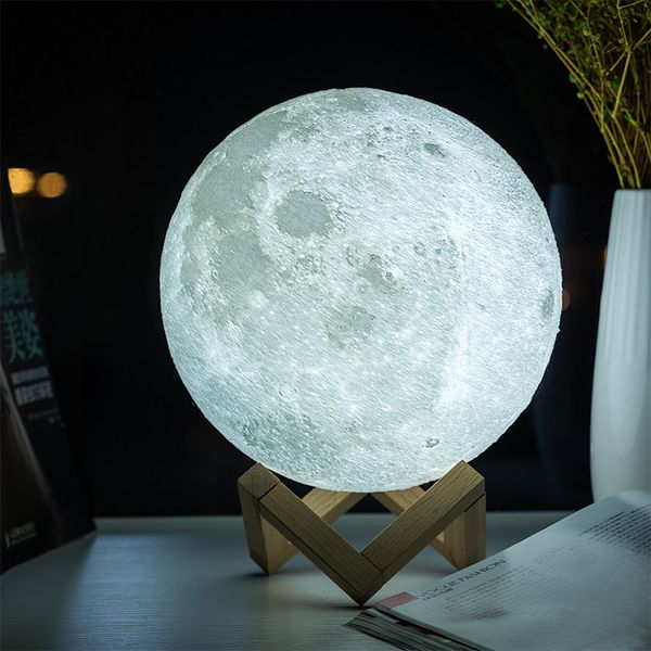 

3d print moon lamp led 16 colors night light usb rechargeable touch switch table lights children's gift bedroom decor for home