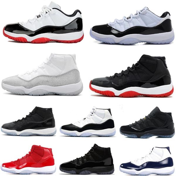 

11 low concord bred metallic silver basketball shoes 11s cap and gown men women space jam gamma blue basket sports sneakers with box