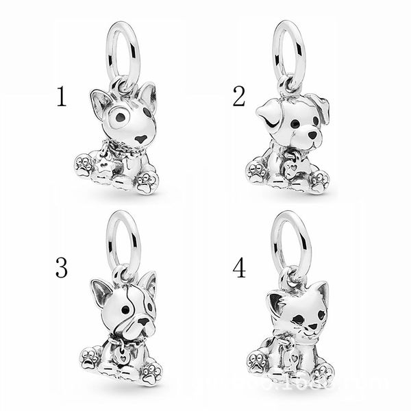 

2019 spring 925 sterling silver lovely puppy pendant charm bead for european pandora jewelry charm bracelets, Black