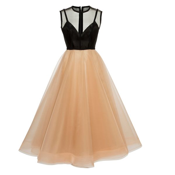 

new arrival 2 colors available a line prom dresses beautiful jewel neck short prom dresses with zipper illusion bodice elegant prom dresses, Black