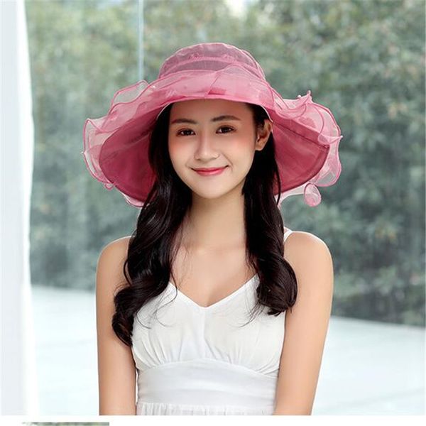 

summer fashion hat big sunhat visor foldable ladies sunscreen beach hat uv protection sunscreen cap solid color lace cap z5, Blue;gray