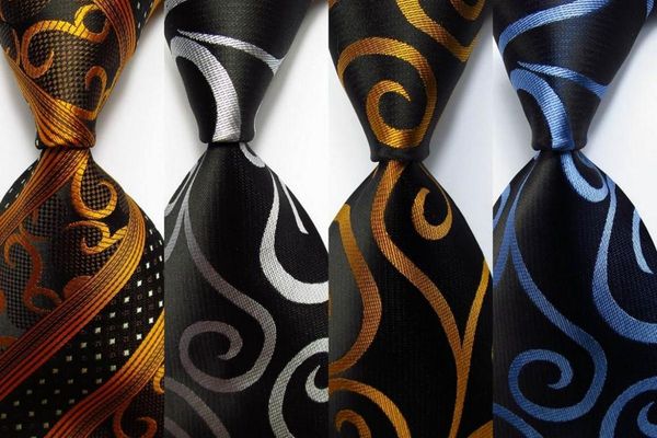 

new fashion paisley tie men's 9cm silk necktie set black gold blue jacquard woven 100% silk men's tie necktie, Black;gray