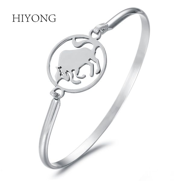 

hiyong 2019 bangle engrave bull shape bangle inspiration cute charm bracelets for women gift jewelry, Black