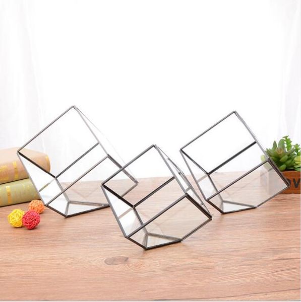 

jewelry storage boxes glass flower house diy copper edge geometric flowers black frame simple style decoration