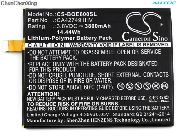 

cameron sino 3800mah battery ca427491hv for bq aquaris e6