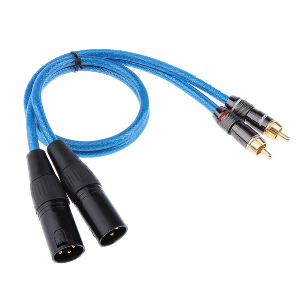 

2 xlr male to 2 rca male hifi audio cable for amplifier mixer microphone