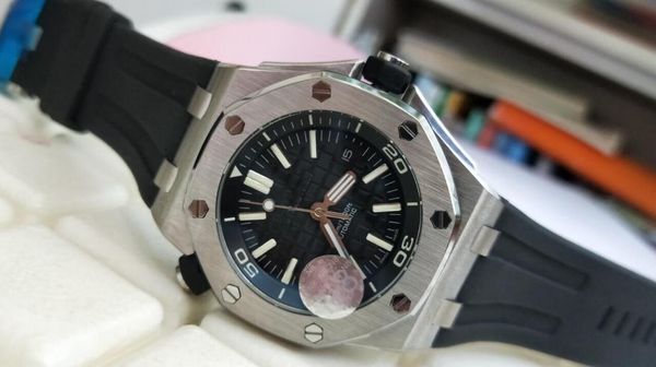 

2019 высокое качество часы качество 42 мм мужские автоматические часы diver мужские спортивные наручные часы черный циферблат 15703 15710st, Slivery;brown