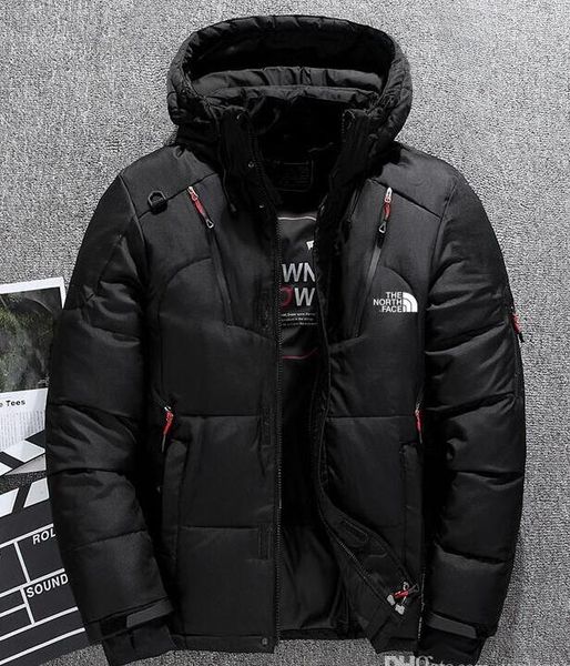 

зима мужчины вниз толстовки белый утка вниз север куртки кемпинг ветрозащитный лыжный теплый пуховик открытый повседневная капюшоном спортив, Black