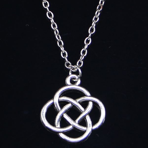 

20pcs new fashion necklace 22x20mm chinese knot silver pendants short long women men colar gift jewelry choker
