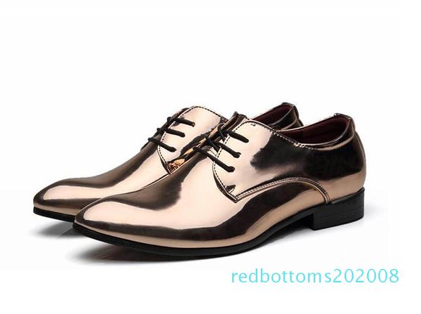 

arrival men fashion british designer shining pointed lace-up shoes men homecoming dress wedding party formal gold red blue r8, Black