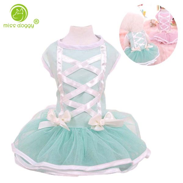 

1 pcs maid mesh princess dog dress clothes refreshing sweet pet cat skirts spring summer bow tie puppy chihuahua dresses 20e