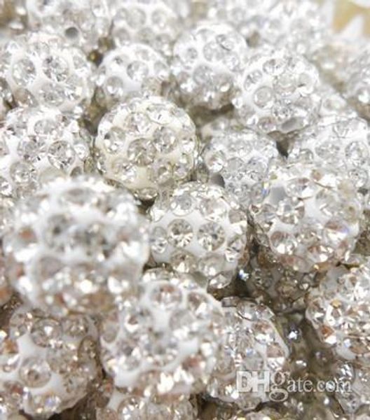 

10mm white clear micro pave cz disco ball crystal bead bracelet necklace beads.sec wholesale stockmixed lot