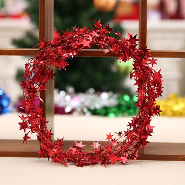 

7.5m stars wire garland tinsel star rattan xma tree decoration for wedding birthday christmas party decoration ribbons supply