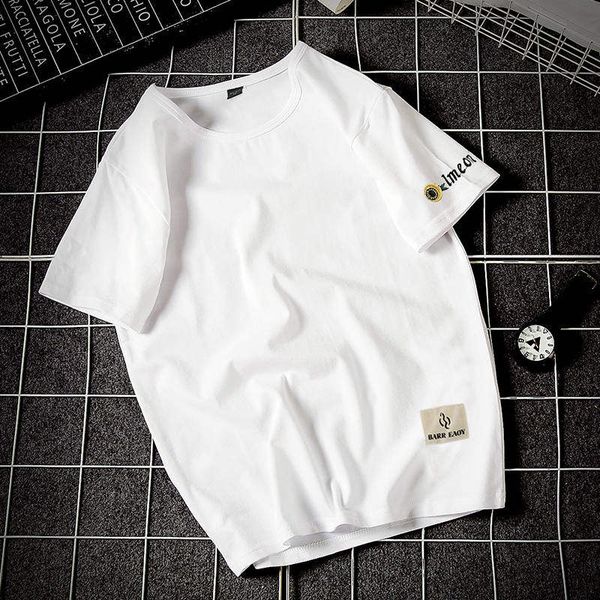 

с короткими рукавами любителей футболку летом сплошной цвет круглый прилив шеи корейской версии мужской облегающего японский tide бренда с к, White;black