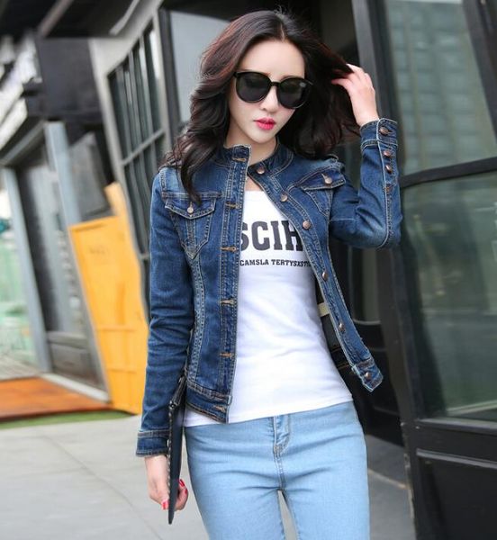 

women's jackets 2021 spring fashion denim jacket retro casual basic models, Black;brown