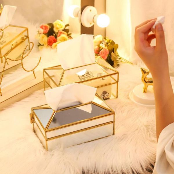 2020 Mirror Glass Paper Tissue Box Decorative Napkin Storage Paper Tissue Box Decorative Napkin