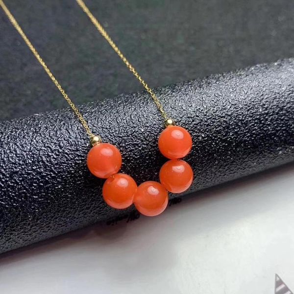 

shilovem 18k yellow gold natural south red agate pendants necklace fine jewelry classic gift plant gift new mymz6-6.5666nh, Silver