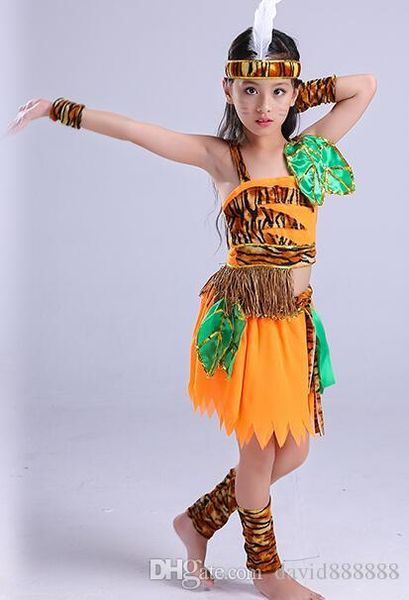 

2018. новые дети в стиле cosplay примитивных племенного костюм savage костюм мальчиков и девочек танец сиамских одежды, Black