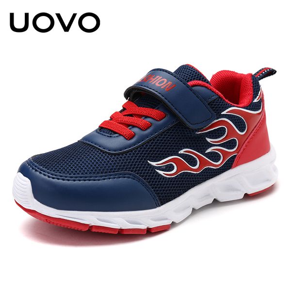 

uovo 2019 kids running shoes for boys fashion breathable sport sneakers boys school shoes spring big children size 30#-40#, Black;red