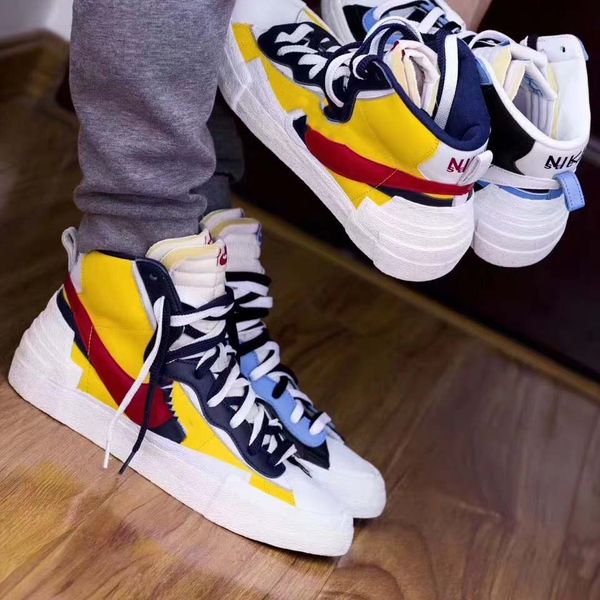

2019 sacai x nÃ­ke blazer mid ldv men basketball shoes sneakers casual skate dunk sports blazer trainers 112504, Black