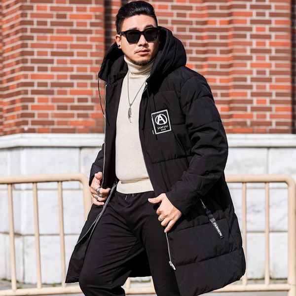 

big plus size 8xl 7xl parkas men new arrival winter casual long section warm thick fashion hooded coat outerwear high quality, Black