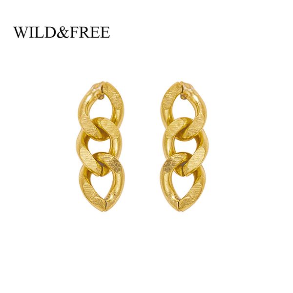 

wildfree gold крошечные цепи twisted link серьги стержня для женщин минималистский кисточкой серьги из нержавеющей стали ювелирные подарки, Golden;silver