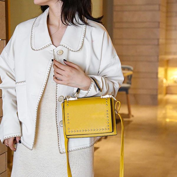 

роскошная сумка женской сумки 2020 дизайнер сумка маленькой заклепка двухсторонней открытой плеча мессенджер леди бумажник сумочка