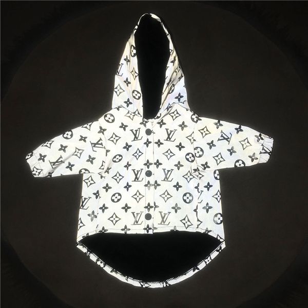 

new dog hoodies with print letter fashion reflective raincoat for night personality teddy bulldog schnauzer clothes