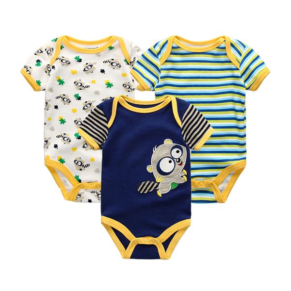 

3pcs/lot baby clothing 2019 new newborn baby boy gril romper clothes short sleeve roupas de bebe infant, Blue