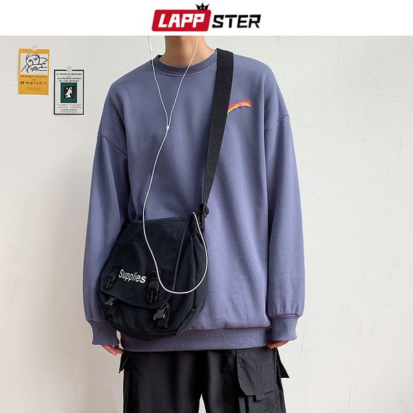 

lappster men ribbons korean fashions hoodies 2019 mens funny oversized harajuku sweatshirts couple streetwear funny hoodie, Black