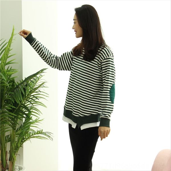 

2019 autumn women's striped round collar loose leisure trend bf sweater women 2019 autumn women's striped round collar loose leisu, White