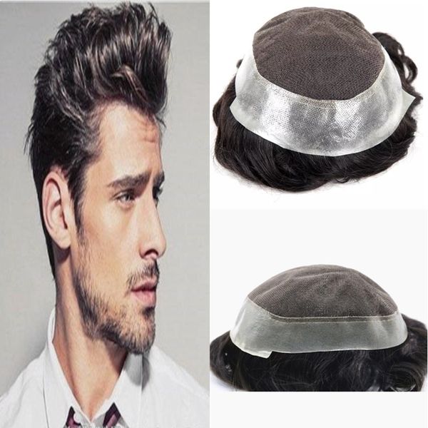 2019 Swiss Lace Men Toupee Lace Center With Pu Around Toupee For