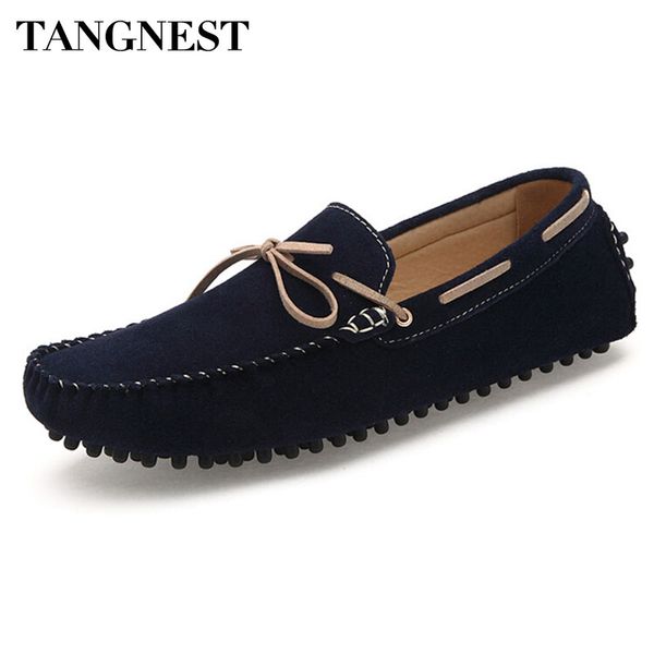 

tangnest men flat shoes 2018 new square toe men loafers soft leather comfortable shoe driving shoes man size 39~47 xmr1675, Black