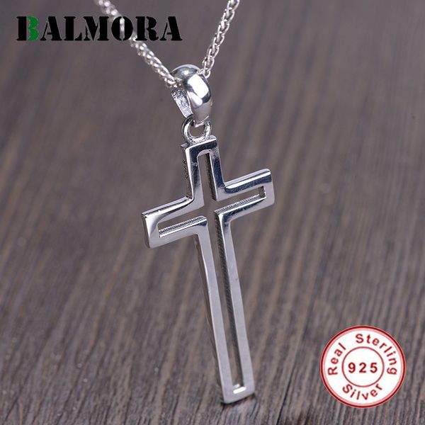 

balmora 925 sterling silver simple cross pendant for women men lover fashion christian jewelry accessories without a chain
