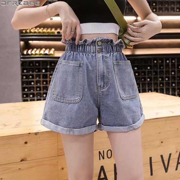 

casual summer short jeans high elastic waist denim shorts women plus size short feminino pockets crimping jean ladies shorts, White;black