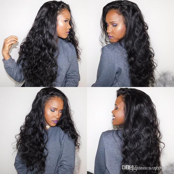 

full end lace front human hair wigs for women brazilian body wave lace front wig black 250% density remy ever beauty ing