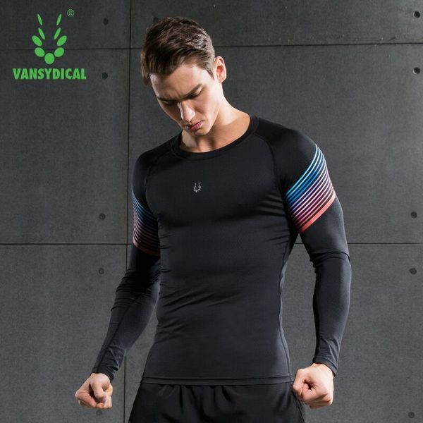 

vansydical men's running compression shirts long sleeve fitness sports t-shirts quick dry training jogging gym jerseys, Black;blue