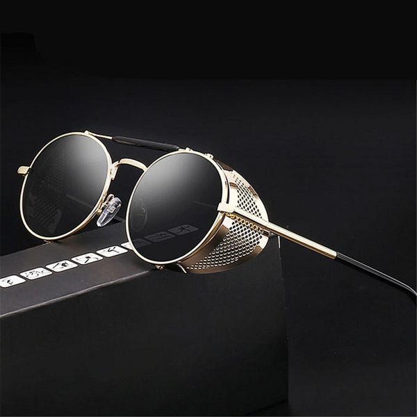 

retro steampunk sunglasses round designer steam punk metal shields sunglasses men women uv400 gafas de sol 66247
