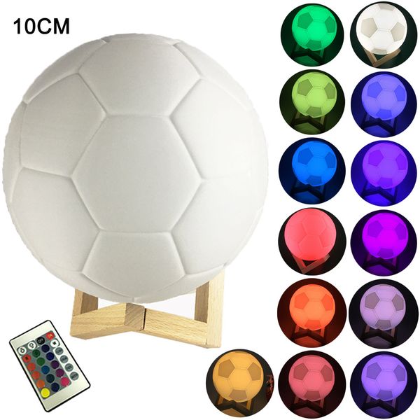 

night light touch/remote control 16 colors changeable 3d printing soccer design led table lamp football night lamp boys gifts