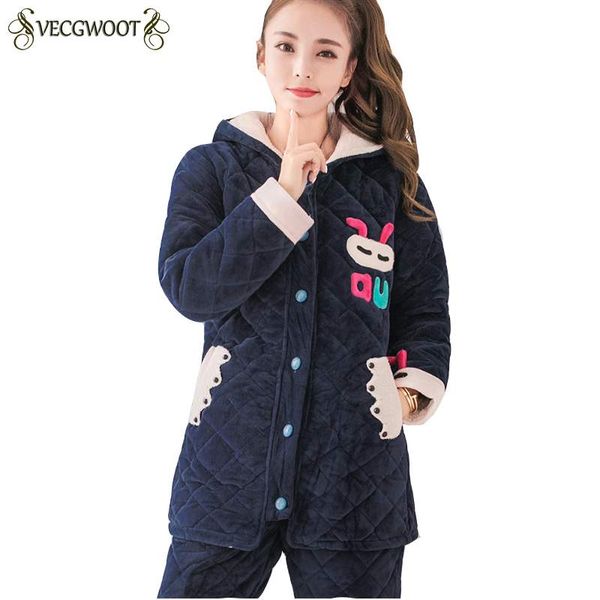 

pajamas female winter thicker coral velvet korean sweet women pajama sets 2018 fashion new warm flannel home service suits pr472, Blue;gray