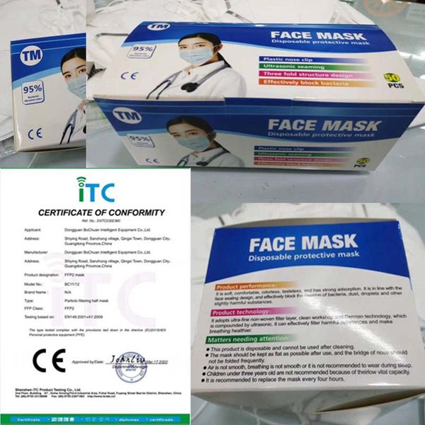 

50 шт одноразовые маски для лица толстые 3-слойные маски с ушками для салона, домашнего использования удобная в наличии Маска