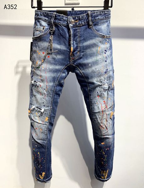 

dsquared2 dsq2 ss20 новое прибытие d2 высокое качество brand дизайнерские мужчины denim прохладный guy джинсы вышивка брюки мода дыры брюки, Blue