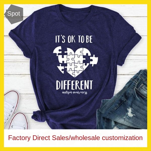 

women's wear tie ok to be different letter short-sleeved t-shirt women's wear tie ok to be different letter short-sleeved t-shirt, White