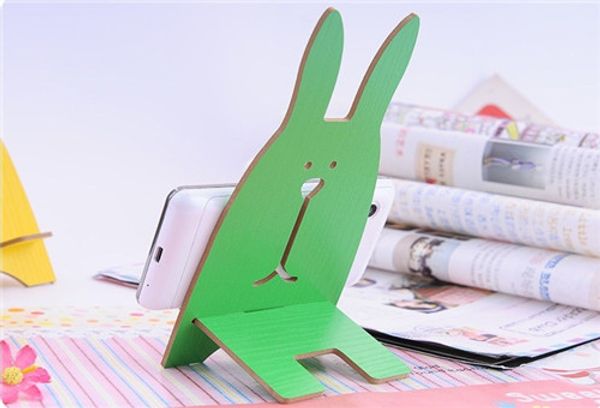 

creative mobile phone stand cartoon escape rabbit mobile phone stand wooden base wholesale of various styles, Silver